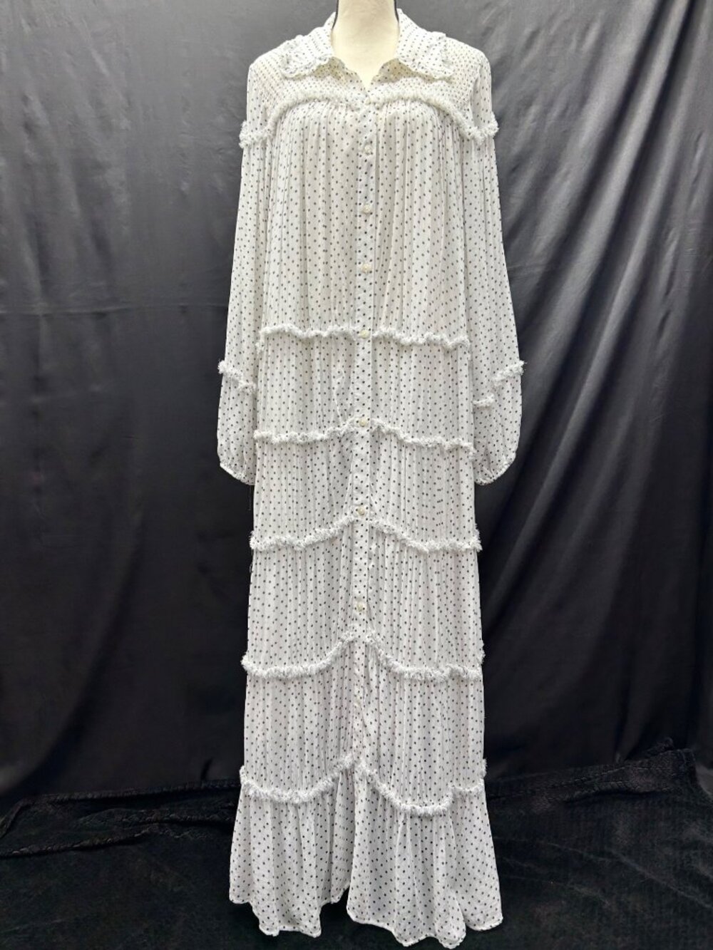 Anthropologie White Polka Dot Maxi Dress